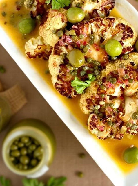 Cauliflower Piccata with Smoked Olives
