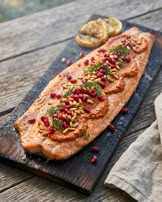 Cedar-Plank Salmon with Smoked Muhammara