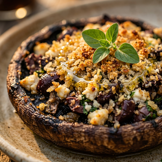 Smoked Sun-Dried Kalamata and Feta Stuffed Portobello Mushrooms on the Grill