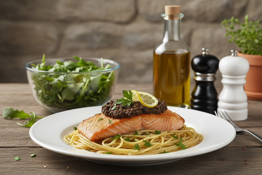 Baked Salmon with Smoked Kalamata Olive Tapenade